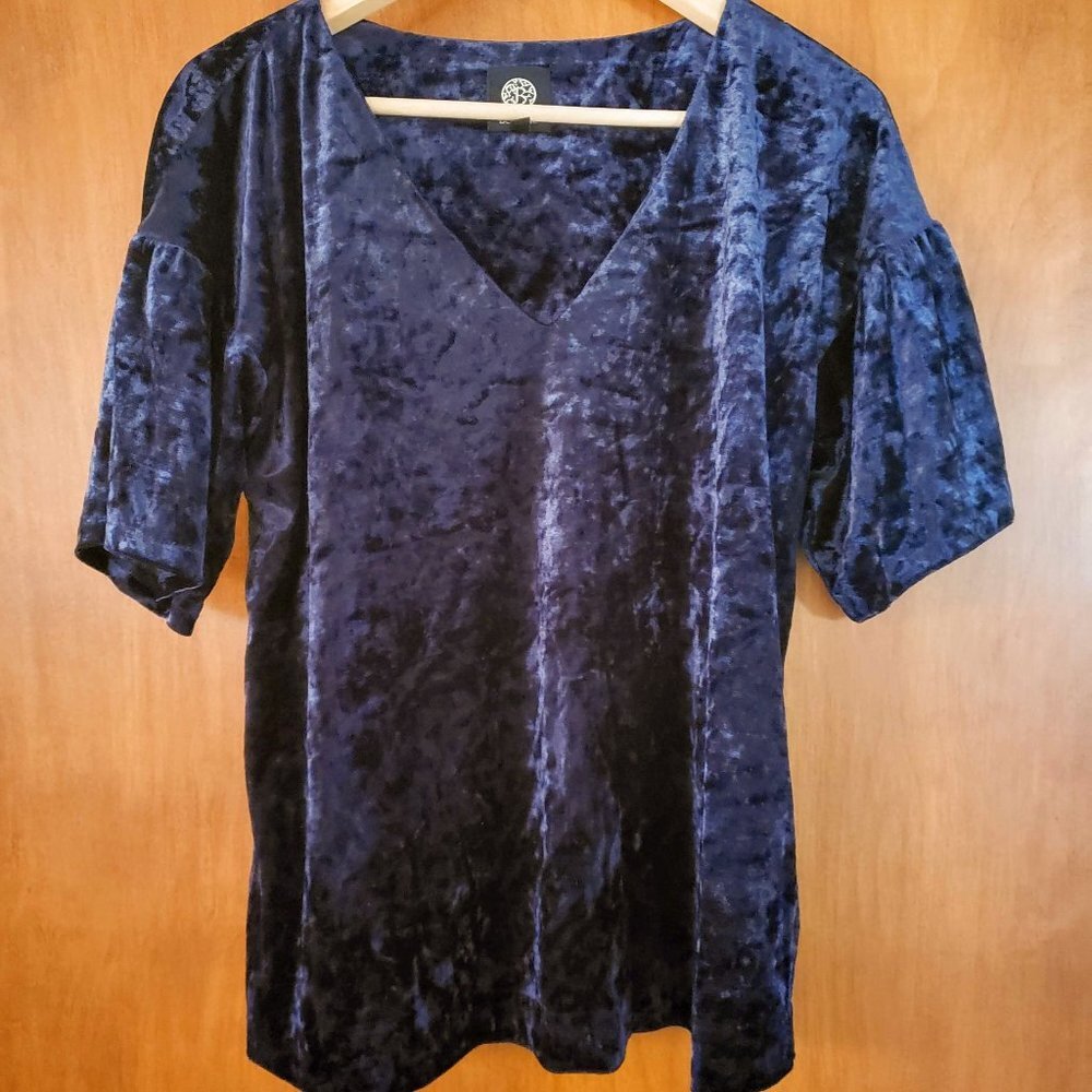 Navy Velour Short Sleeve